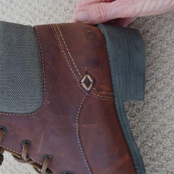 Sperry women Leather Laceup Ankle Boot collar gas padded canvas material 10M - Picture 8 of 11